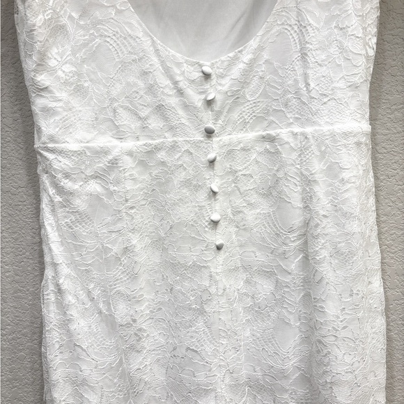 Size L Lulus Eternal Happiness White Lace Square Neck Mermaid Maxi Dress - Picture 6 of 10